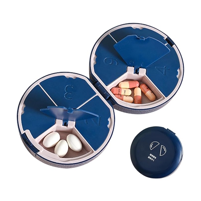 Portable pill box, travel pill box, 7-day pill box, weekly pill box
