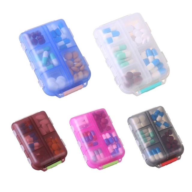 Portable pill box, travel pill box, 7-day pill box, weekly pill box