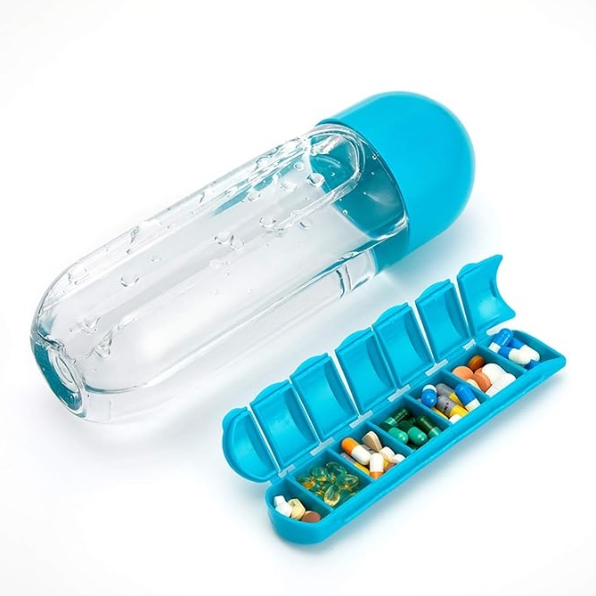 Portable pill box, travel pill box, 7-day pill box, weekly pill box